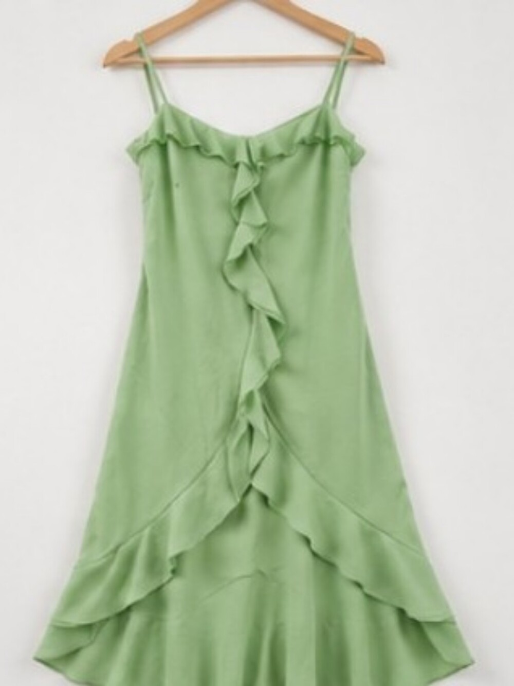 Light Green Ruffled Slip Dress - Women's
